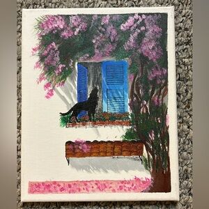 acrylic painting wolf and tree